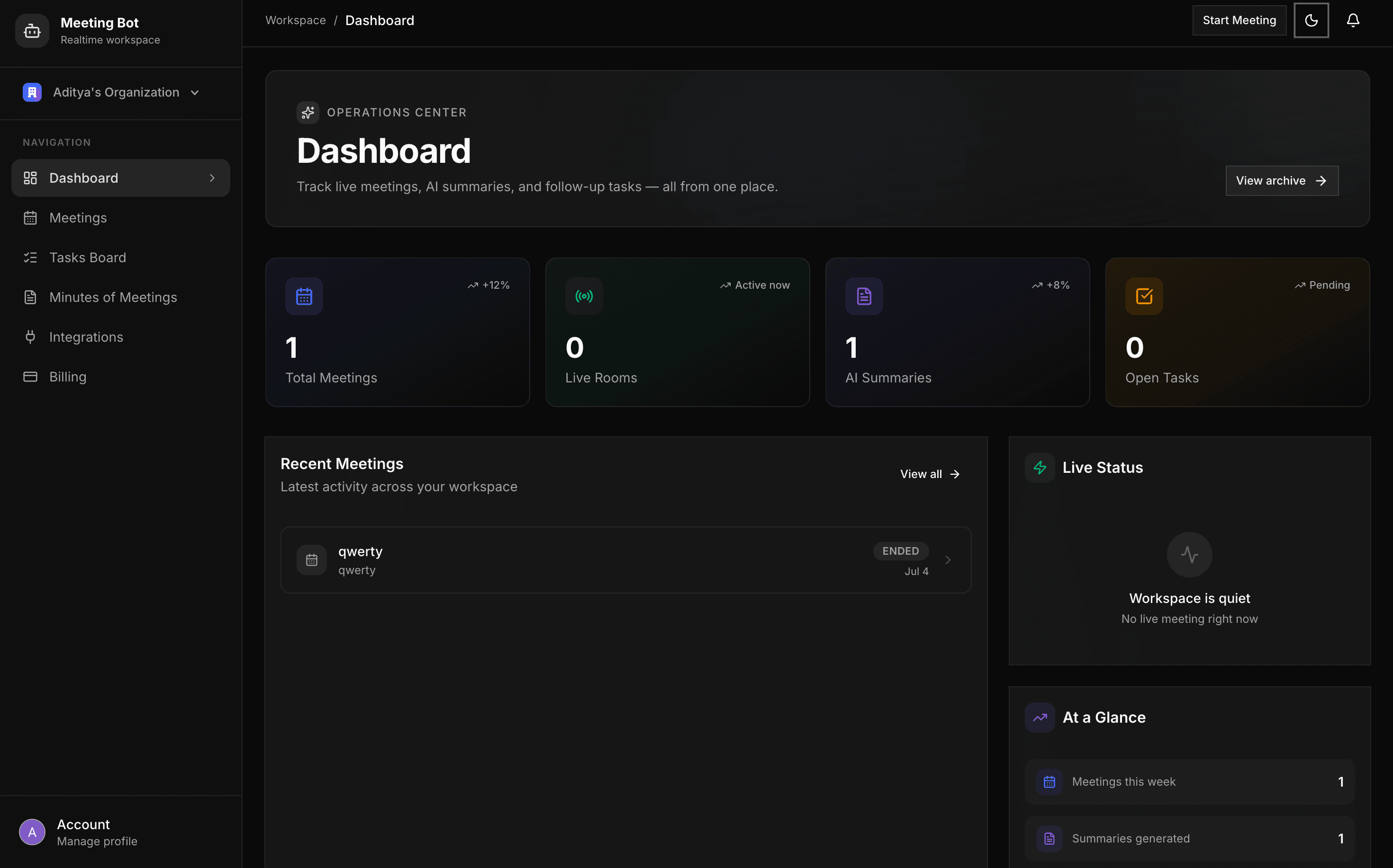 Dashboard Overview Dark